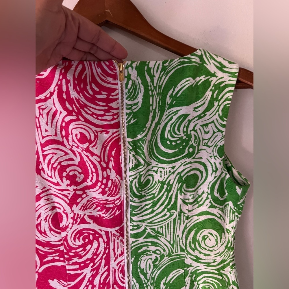 Lilly Pulitzer Jubilee Flam Alama Shift Dress 2 Daiquiri Pink/Green Pocket Bead - Picture 8 of 13